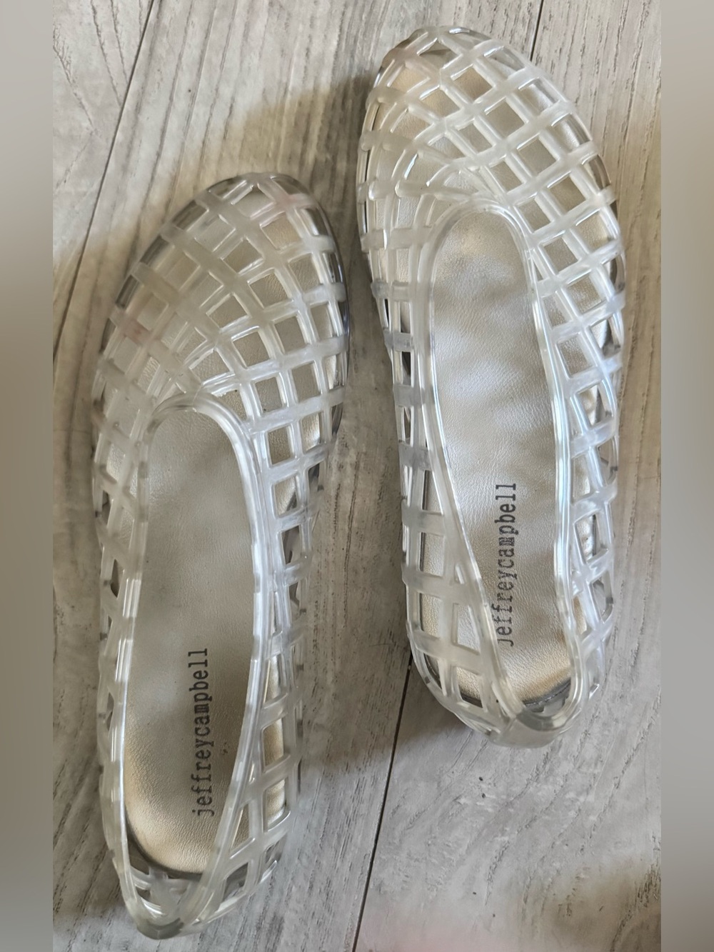 Jeffrey Campbell Clear Jelly Lattice Flat Sandals Jellies